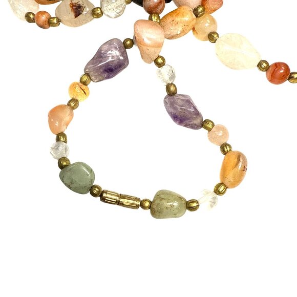 Long Agate Stone Necklace Natural Boho Chic Pendant Layered Jewelry Gift - Picture 10 of 11